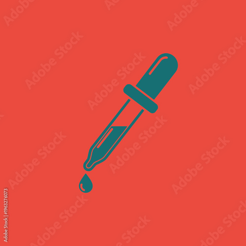 Pipette dropping liquid chemical sample.