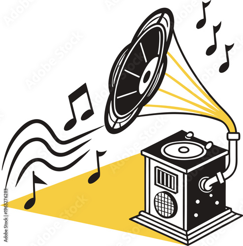 vector illustration of a gramophone