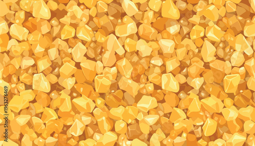 Seamless pattern of golden resin stones resembling frankincense or olibanum, detailed vector texture with warm amber tones, ideal for backgrounds, packaging, aromatherapy, and natural product designs.