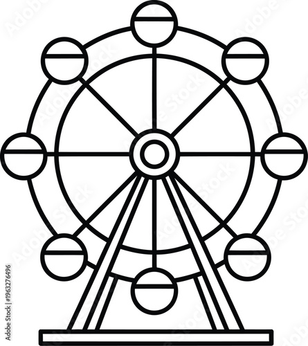 Ferris wheel, amusement park outline icon. Line sign ride, funfair. Vector isolated pictogram for web and app
