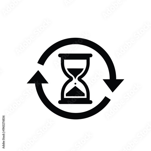 Vector illustration of hourglass with circular arrows symbolizing time cycle and management