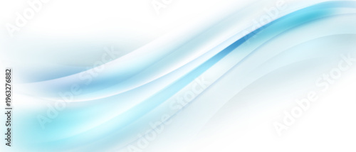 爽やかなブルーグラデーションの流線ウェーブ背景｜透明感と奥行きのある近未来的な抽象デザイン素材