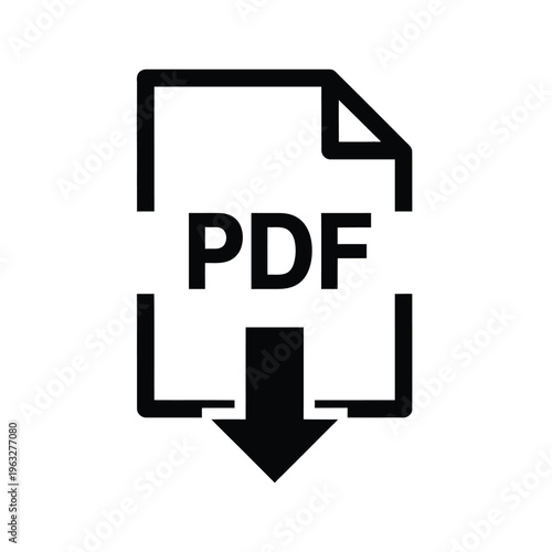 Vector illustration of a pdf document with a download arrow