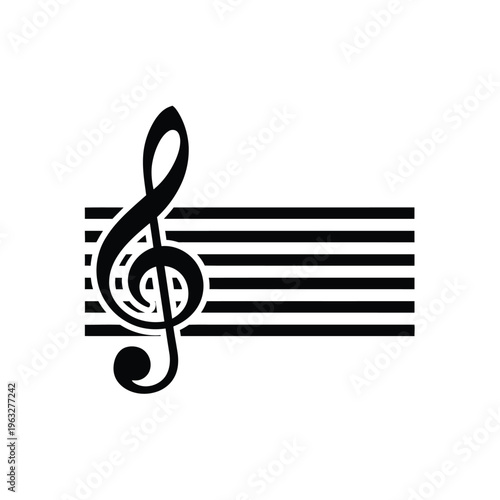 Vector illustration of a treble clef symbol on musical staff lines music notation background
