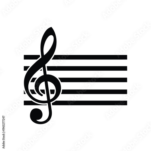 Vector illustration of a treble clef on musical staff lines music notation symbol