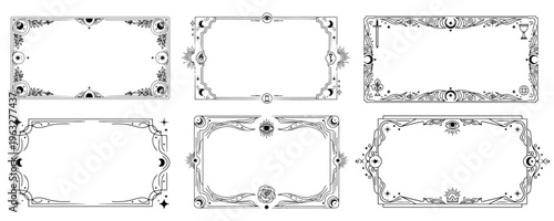神秘的な装飾フレームセット｜セレスティアル・オカルト風バナーデザイン素材