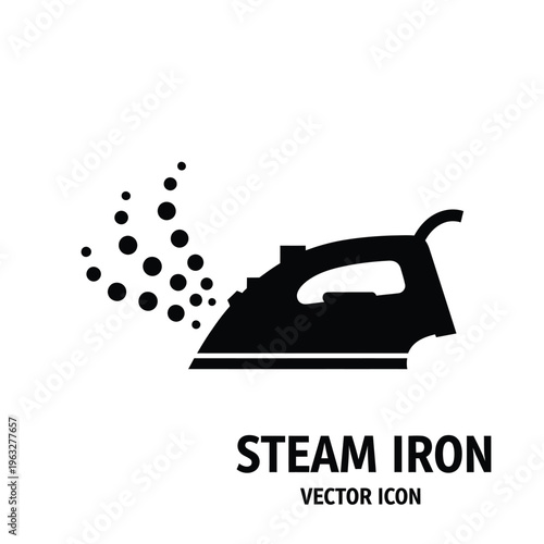 Vector illustration of a steam iron icon with steam coming out