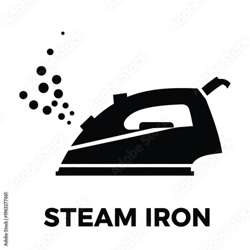 Vector illustration of a steam iron with rising steam symbolizing laundry and household chores