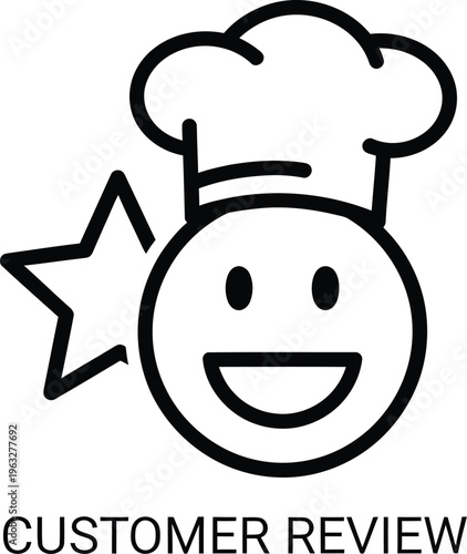 Customer review icon with smiling chef and star rating