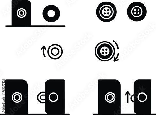 Mechanical Interface and Assembly Icon Set Vector Illustration - Instruction Manual Design Elements