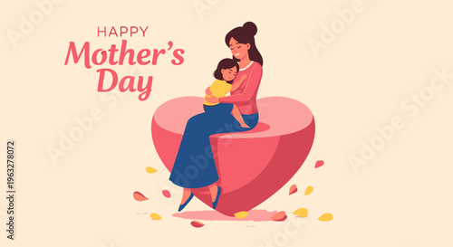 Mother's Day illustration with heartwarming family moment.