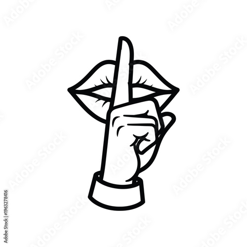 Shush Lips Hand Gesture Commercial Vector