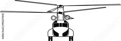 Military Cargo Helicopter CH-47 Rotor Aircraft Front View Vector Illustration Graphic
