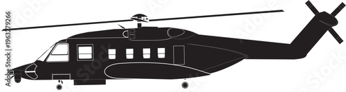 Canadian Navy Helicopter CH-148 Cyclone Side Profile Military Naval Vector Illustration Graphic
