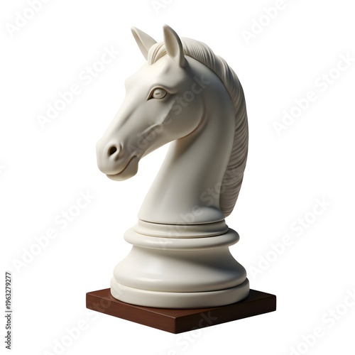 Chess Knight Strategy Game Intelligence Leadership 3D Cartoon Illustration Isolated on White Background