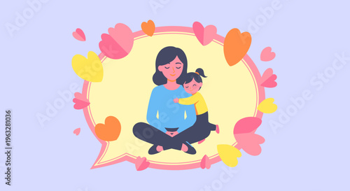 Mother and child love and care.