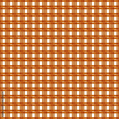 Orange and brown gingham plaid pattern. Seamless geometric check background with thin stripes. Classic autumnal checkered texture for textile, wallpaper, and scrapbooking.