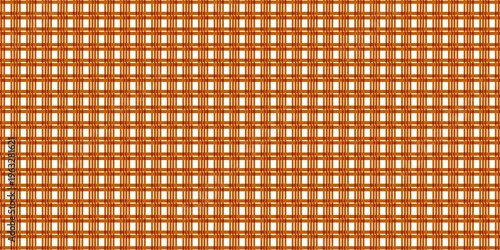 Seamless orange and white checkered Gingham pattern. Abstract geometric plaid background with woven lines. Ideal for autumn textiles, tablecloths, wallpaper, and creative quilting crafts.
