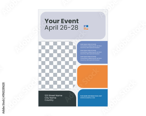 Professional corporate business event flyer template with geometric layout
