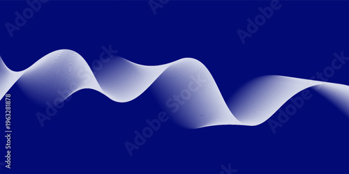 Flowing dark blue curve shape with soft gradient vector abstract background, relaxing and tranquil art, can illustrate health medical or sound of music.
