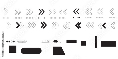 Geometric shapes and arrows in black on white background