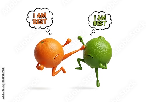 Cartoon Fruits Arguing Who Is Best
