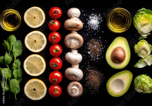 Fresh Ingredients Arranged Artfully for Culinary Inspiration.