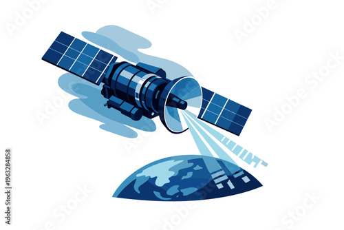 Satellite Orbiting Earth Sending Signals.