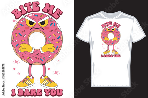 Angry Donut Character t shirt design
