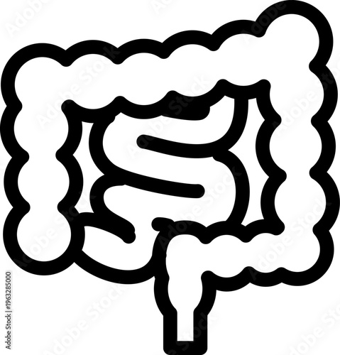 シンプルな腸の線画イラスト