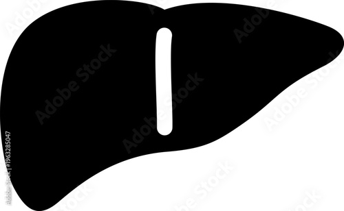 シンプルな肝臓のシルエットイラスト,黒