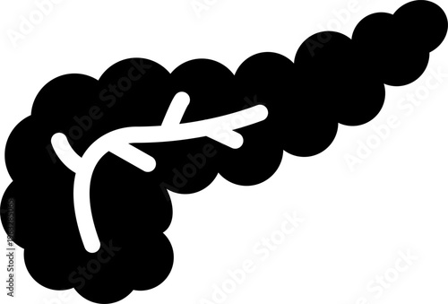 シンプルな膵臓のシルエットイラスト,黒