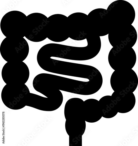 シンプルな腸のシルエットイラスト,黒
