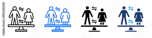 Gender Equality Icon Set Multi Style Vector Illustration