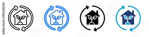 Eco Home Icon Set Multi Style Vector Illustration