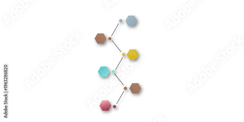 Vertical Hexagon Infographic Timeline With Connected Nodes For Business Process Visualization