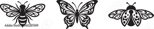 Set of tribal insect illustration vector