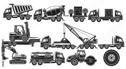 Heavy Duty Construction and Logistics Vehicle Silhouettes