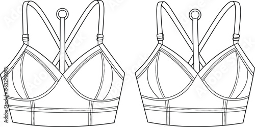 bra front back view lingerie design female underwear apparel fashion garment isolated illustration clothing template stylish bustier top