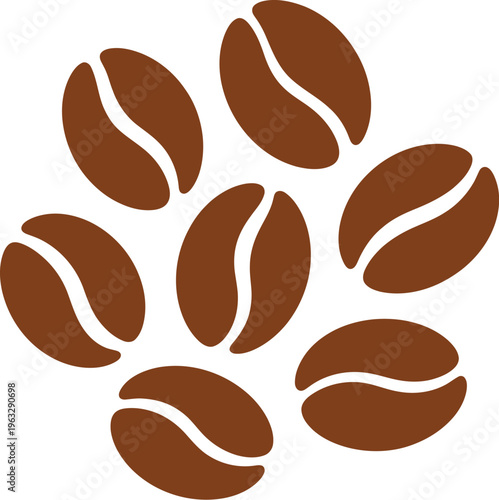 Cluster of Seven Brown Coffee Beans  roasted coffee brown beans