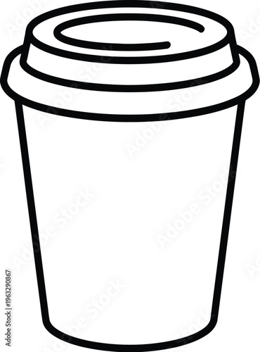 Simple Outline Drawing of a Disposable Coffee Cup with Lid disposable cup take away cup