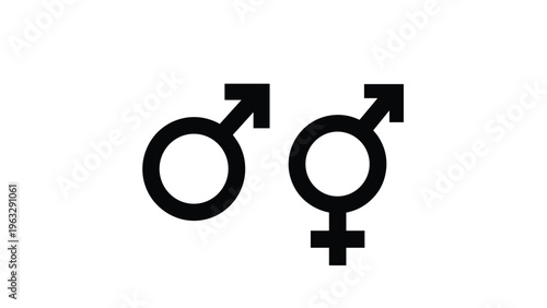 Simple black icons representing the male gender symbol and a combined symbol for gender diversity and inclusivity.