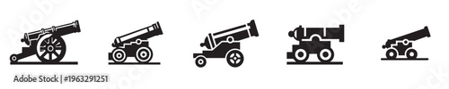 cannon vector with silhouette style