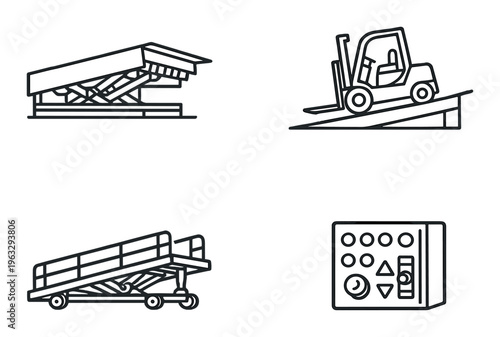 Loading dock equipment and forklift ramp with control panel