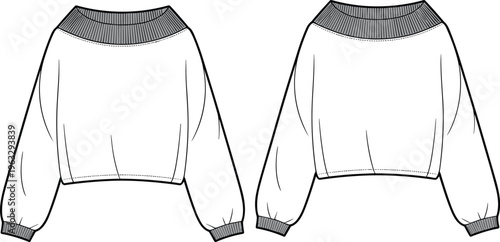 A Stylish Off-Shoulder Cropped Sweatshirt: A Must-Have Fashion Staple for Trendy Women Seeking Comfort and Chic Style in Their Wardrobe, Perfect for Versatile Outfit Combinations.