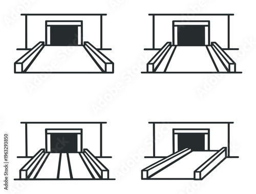 Loading dock ramps and approaches shown on dark background