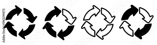 Circular Arrow Process Cycle Icons Vector Graphic Set