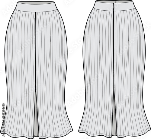 Fashionable Women's Pleated Pencil Skirt Vector Illustration: A Timeless and Chic Design for Spring, Summer, Fall, and Winter Wardrobe Essentials.