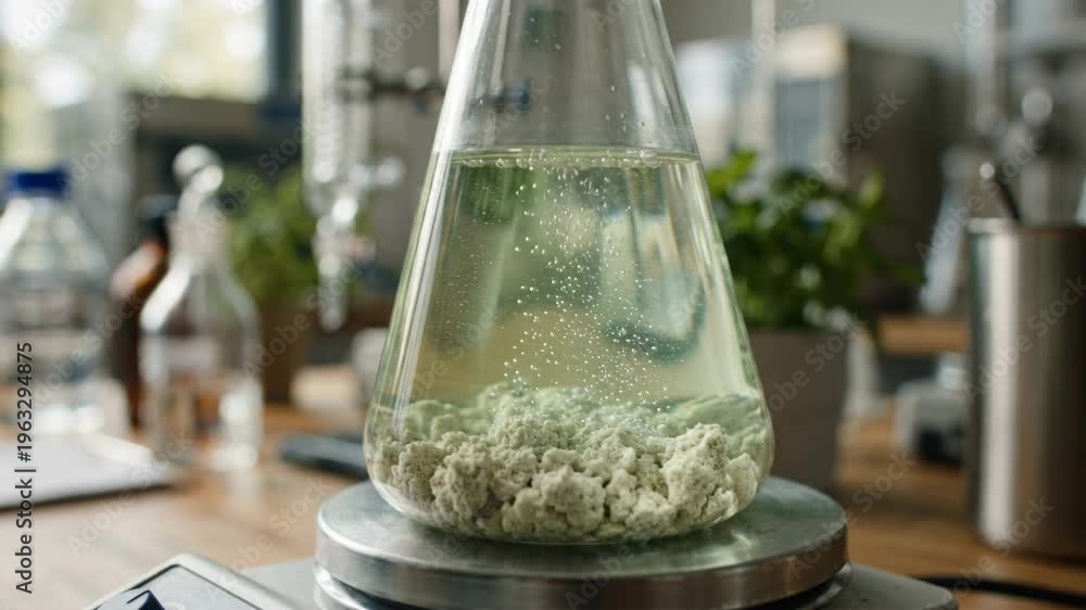 custom made wallpaper toronto digitalGreen catalysts green chemistry laboratory beaker bubbling solution with pale catalyst powder reaction producing sustainable catalyst research