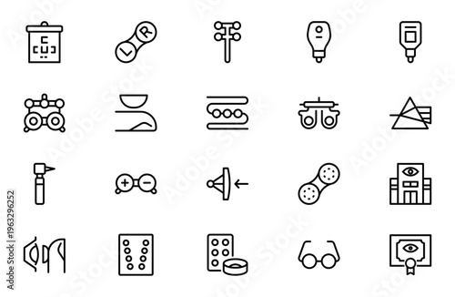 Eye and Vision Line Icon Set – Optical, Sight, Anatomy and Perception Outline Icons Collection, Editable Vector Illustration
